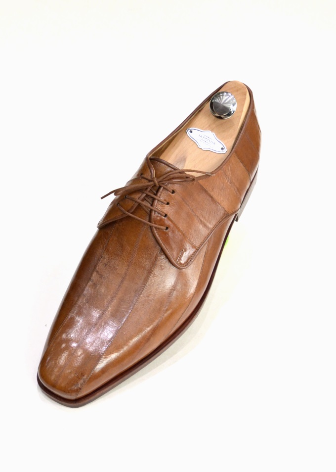 Outlet Brown Eel Derby Shoes 134 01